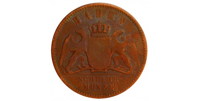 Monnaie, Baden, 1 kreuzer, Friedrich I, Cuivre, 1868,, P11399