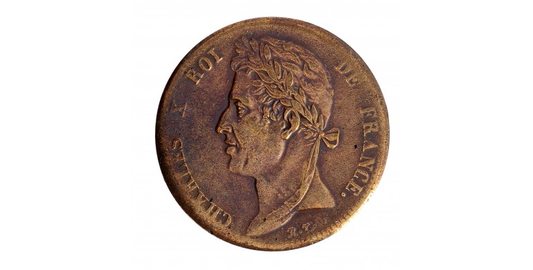 Monnaie, Guyane Française, 5 centimes, Charles X, bronze, 1830, Paris, P15531