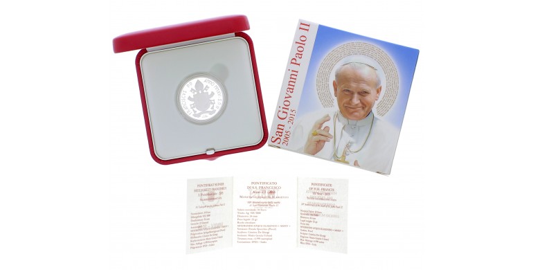 Monnaie, Vatican, 10 euro, 10ème anniversaire de la mort de Jean Paul II, Argent, 2015, P16103