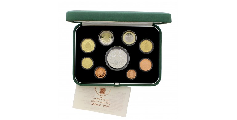 Vatican, Coffret Euro BE  Pontificat du Pape François, 2018, 9 pièces, C10832