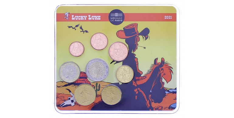 Monnaie de Paris, Série Euro BU - Lucky Luke, 8 pièces, 2021, P16184