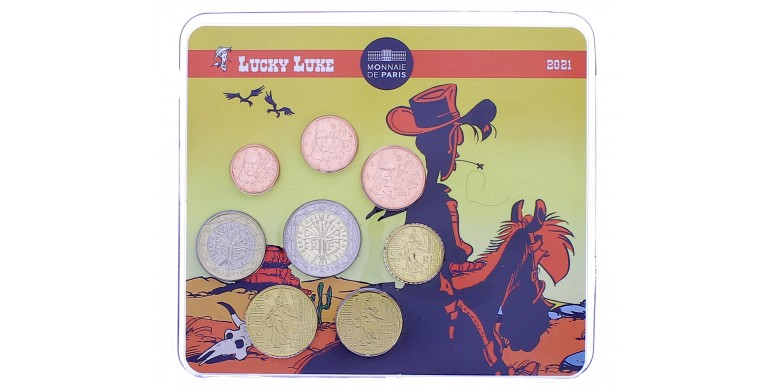 Monnaie de Paris, Série Euro BU - Lucky Luke, 8 pièces, 2021, P16185