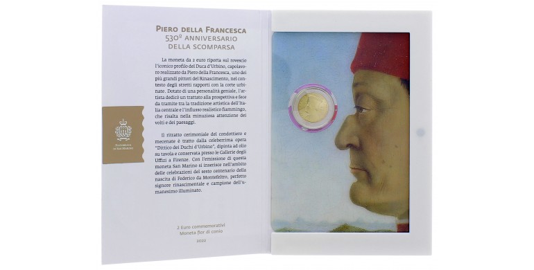 République de Saint Marin, 2 Euro - 530e anniversaire de la disparition Piero Della Francesca, cupro-nickel, 2022, P16201