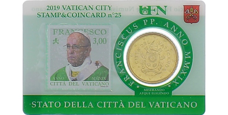 Monnaie, Vatican, 50 centimes Euro - carte N°25, 2019, P16228