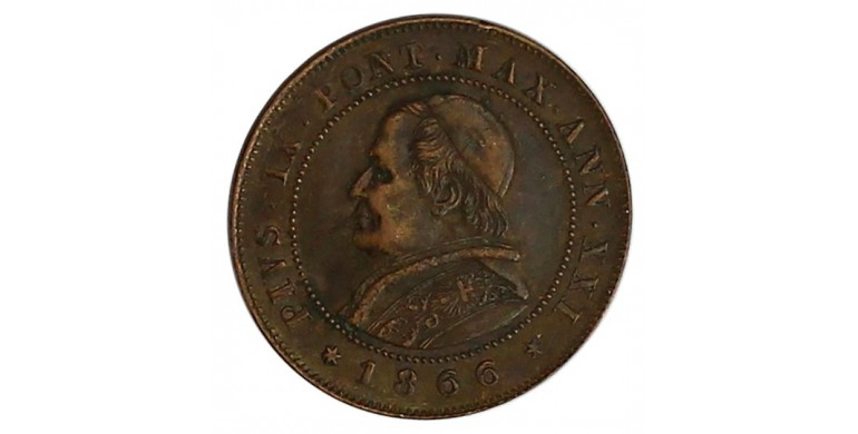 Monnaie, Etats Pontificaux, 2 soldi, Pie IX, Cuivre, 1866, Rome (R), P11543