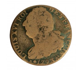 Monnaie, France, 2 Sols François, Louis XVI, métal de cloche, 1793, Metz (AA), P15800