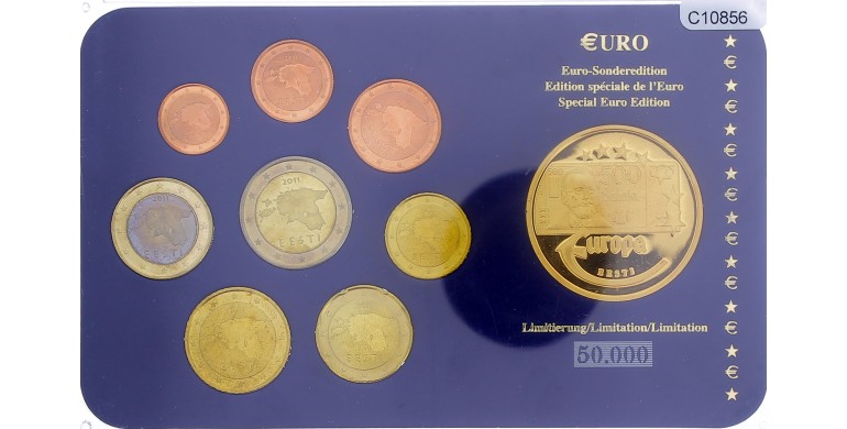 Estonie, Série Euro et médaille Europa, 2011, 9 pièces, C10856