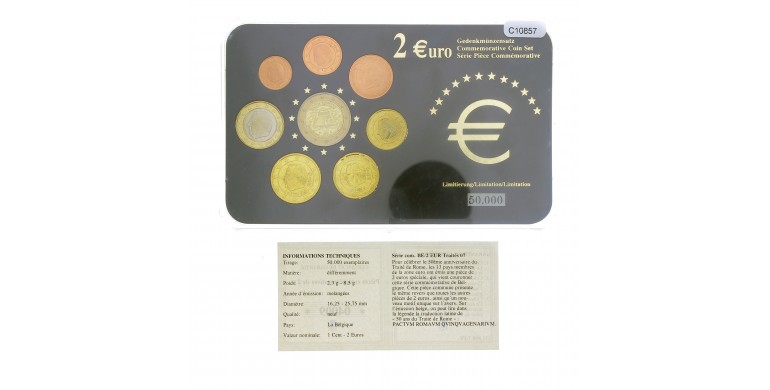 Belgique, Série Euro - 50ème anniversaire du traité de Rome, 2002 à 2008, 8 pièces, C10857