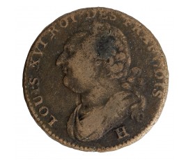 Monnaie, France, 12 deniers François, Louis XVI, métal de cloche, 1792, La Rochelle (H), P15835