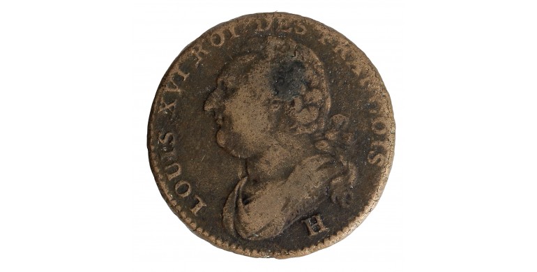 Monnaie, France, 12 deniers François, Louis XVI, métal de cloche, 1792, La Rochelle (H), P15835