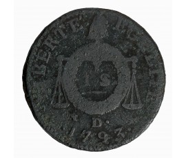 Monnaie, France, Sol à la balance, Constitution, métal de cloche, 1793, Dijon, P15840