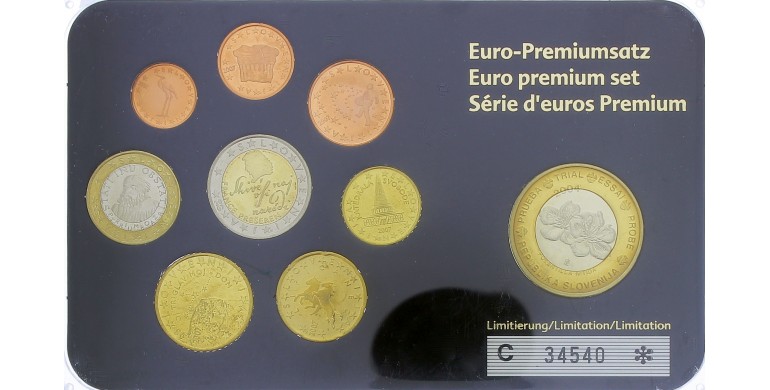 Slovénie, Série Euro essai/probe 1 euro, 2004 à 2007, 9 pièces, C10881