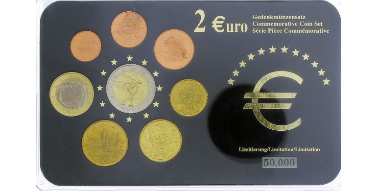 Grèce, Série Euro avec 2 euro Jo Athènes, 8 pièces, 2002 à 2006, C10885