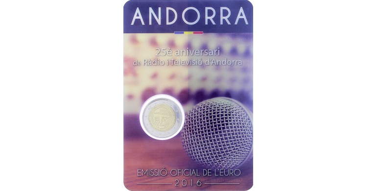 Andorre, 2 Euro BU 25ème anniversaire de la radio et de la télévision d'Andorre, 2014, C10895