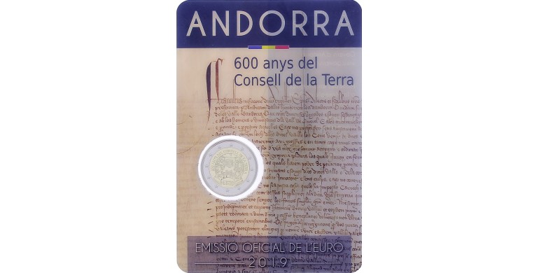 Andorre, 2 Euro BU 600 ans du conseil de la Terre, 2019, C10896