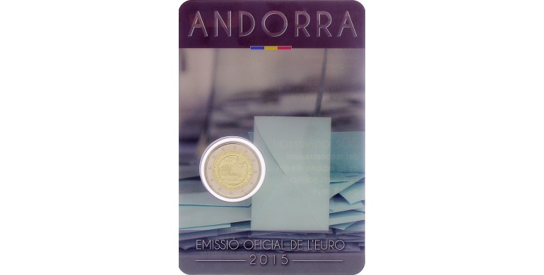 Andorre, 2 Euro BU 600 ans 30ème anniversaire du passage de la majorité à 18 ans, 2015, C10898