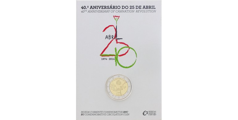 Portugal, 2 Euro BU 40ème anniversaire de la révolution de Carnage, 2014, C10902