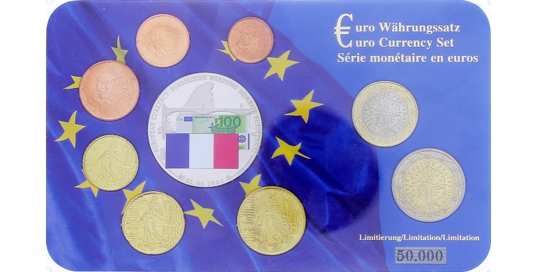 France, Série Euro avec médaille colorisée, 1999 à 2014, 9 pièces, C10906