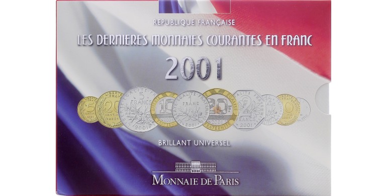 France, Série BU des monnaies courantes françaises, 2001, 10 pièces, C10912