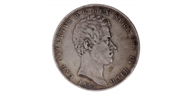 Monnaie, Italie - Sardaigne, 5 Lire, Charles Albert, Argent, 1844, Gênes (P), P15578