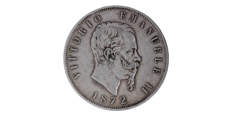 Monnaie, Italie, 5 Lire, Victor Emmanuel, Argent, 1872, Milan, P15580