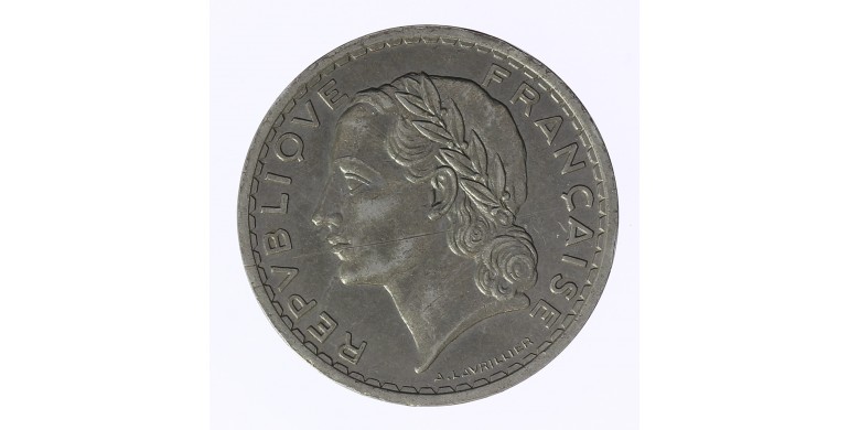 Monnaie, France , 5 francs Lavrillier, IIIème République, Nickel, 1938, P11889