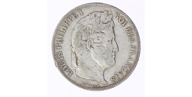 Monnaie, France, 5 francs Ier type Domard, Louis-Philippe Ier, Argent, 1831, Lyon (D), P12474