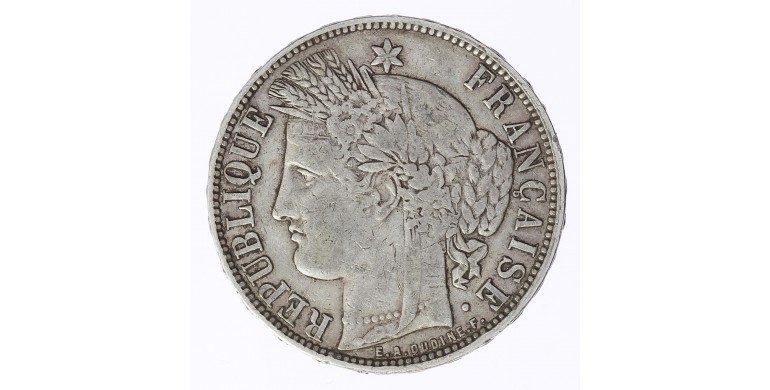 Monnaie, France, 5 francs Cérès, Gouvernement de défense nationale, Argent, 1870, Bordeaux (K), P12482