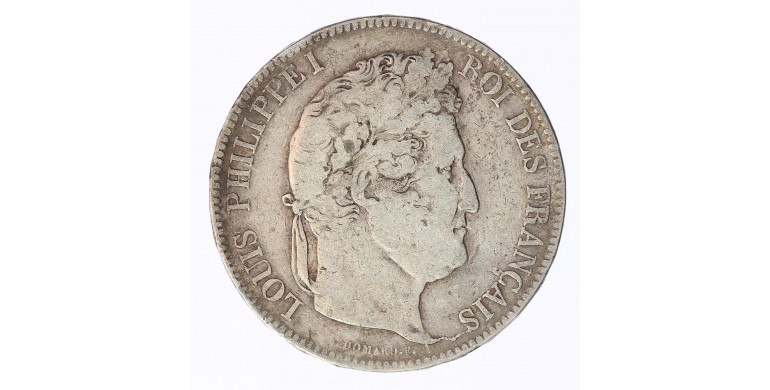 Monnaie, France, 5 francs 2ème type Domard, Louis-Philippe Ier, Argent, 1833, Bayonne (L), P12483