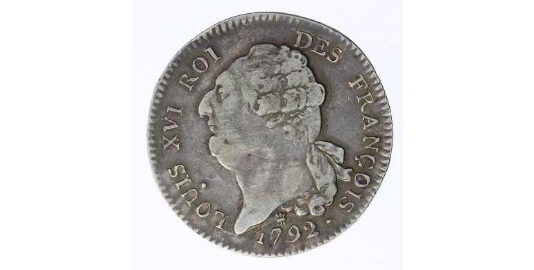 Monnaie, France, Ecu de 6 livres type François, Louis XVI, Argent, 1792, Limoges (I), P12745