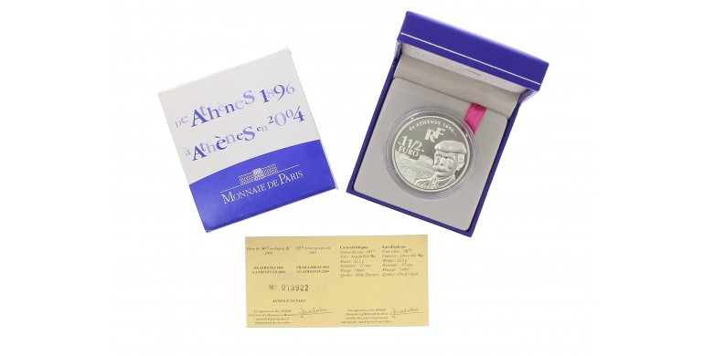 Monnaie de Paris, 1 Euro 1/2 BE Athènes, Argent, 2003, Pessac, P14585