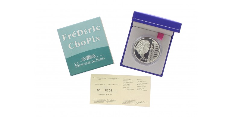 Monnaie de Paris, 1 Euro 1/2 BU 195ème anniversaire de Frédéric Chopin, Argent, 2005, Pessac, P14612