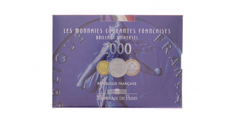 France, Coffret BU Série des monnaies courantes françaises 2000, 10 pièces, C10413